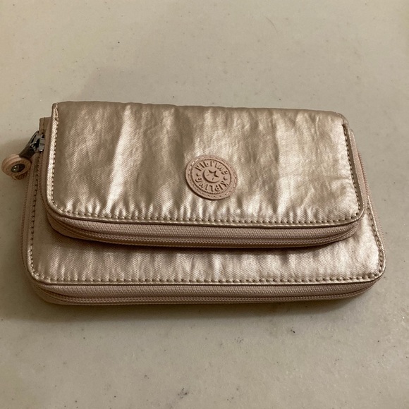 Kipling Handbags - Kipling Rose Gold Metallic Multi Compartment Wallet